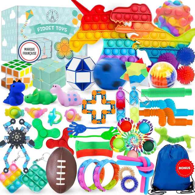 Custom Design 44pcs Keycap Fidget Keychain Multi-Function Crochet Mini Clicker Toy for ADHD Focus Aid Novelty Gag Toy for Stress
