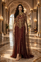 Robe de soirée vintage de luxe, col haut, ornée de perles et de cristaux, style droit, manches courtes, longueur maxi, robe de soirée longue