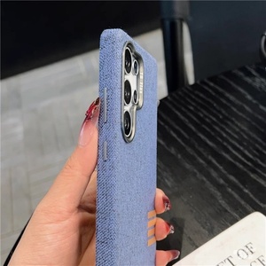 เคสโทรศัพท์ผ้าลินินแม่เหล็กแฟชั่นสำหรับ Samsung S25 S24 S23 Ultra Plus พร้อมกรอบเลนส์โลหะ ป้องกันการกระแทก - Product Image 5