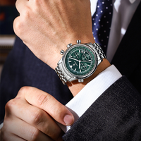 Reloj Poedagar 960 Luminoso a Prueba de Agua para Hombre, Reloj de Cuarzo Cronógrafo de Acero Inoxidable de Lujo para Hombre