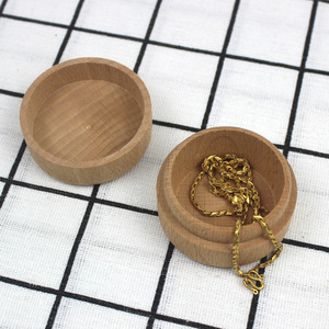 Round Wooden Jewelry <b>Box</b> Beech Wood Solid Wood Ring <b>Earring</b> Necklace Storage <b>Gift</b> Packaging Covered 2L Capacity - Product Image 1