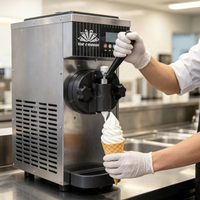 Machine à glace molle professionnelle à trois saveurs avec structure en acier inoxydable pour cuisines commerciales et cafés