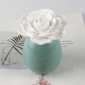 럭셔리 스톡 100ML 블루 세라믹 병 수제 도자기 장미 꽃 홈 아로마 테라피 향수 에센셜 오일 리드 디퓨저 - Product Image 2