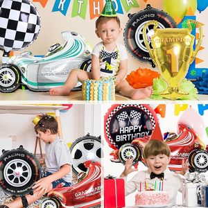 Nuevo Set de Globos de Aluminio con Temática de Carreras, Casco de Auto, Neumático, Rueda, Trofeo, Decoración para Fiesta de Cumpleaños de Niños al Aire Libre - Product Image 4