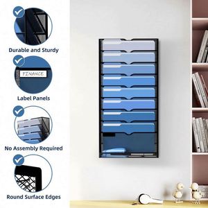 10 Tier Hanging Wall <b>File</b> <b>Organizer</b> Wall Mounted <b>File</b> Holder Document Wall <b>Organizer</b> - Product Image 4