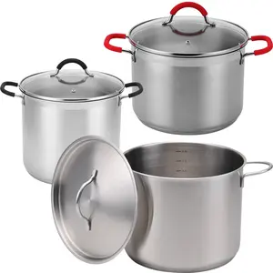 Pot stok Stainless steel, panci masak dapur komersial, panci memasak, stok besar 26/28/30/32/36/40cm, pot stok 304