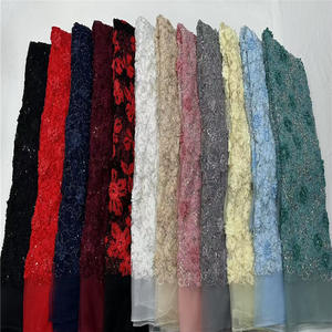 Tissus en dentelle à sequins de haute qualité nigérians, dentelle douce pour robes de mariée et de soirée - Product Image 2