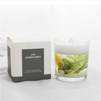 Benutzer definierte Dekoration Großhandel Luxus New Design Trocken blume Glas Glas Duft Soja Gel Wachs Kerze