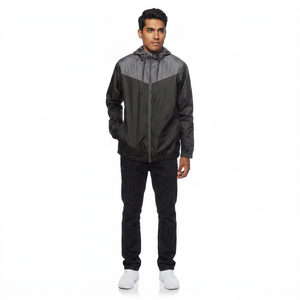 High Quality Custom Outdoor Waterproof <b>Canvas</b> Stand Collar Hooded 100% Cotton Men's Running Windbreaker Jacket - Product Image 1