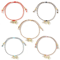 Go2boho Handgemaakte 5 Stuks Gevlochten Verstelbare Vergulde Hart Charme Strass Sieraden Armband Set Valentijnsdag Cadeau Voor Vrouwen