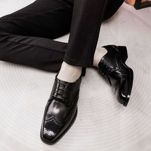 Zapatos Oxford de Vestir para Hombre, de Cuero Negro, con Punta en Pico, Cordones, Color Sólido, Suela de Goma, para Todas las Temporadas, Envío Directo - Product Image 4