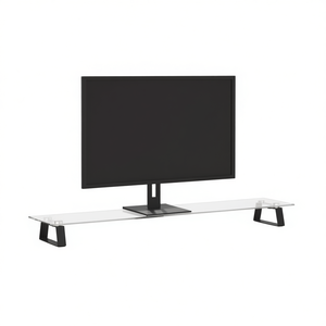 Supporto per Laptop in Vetro Temperato e Metallo 39.4x7.9x3.1 Pollici Nero, Supporto da Tavolo per Monitor - Product Image 1