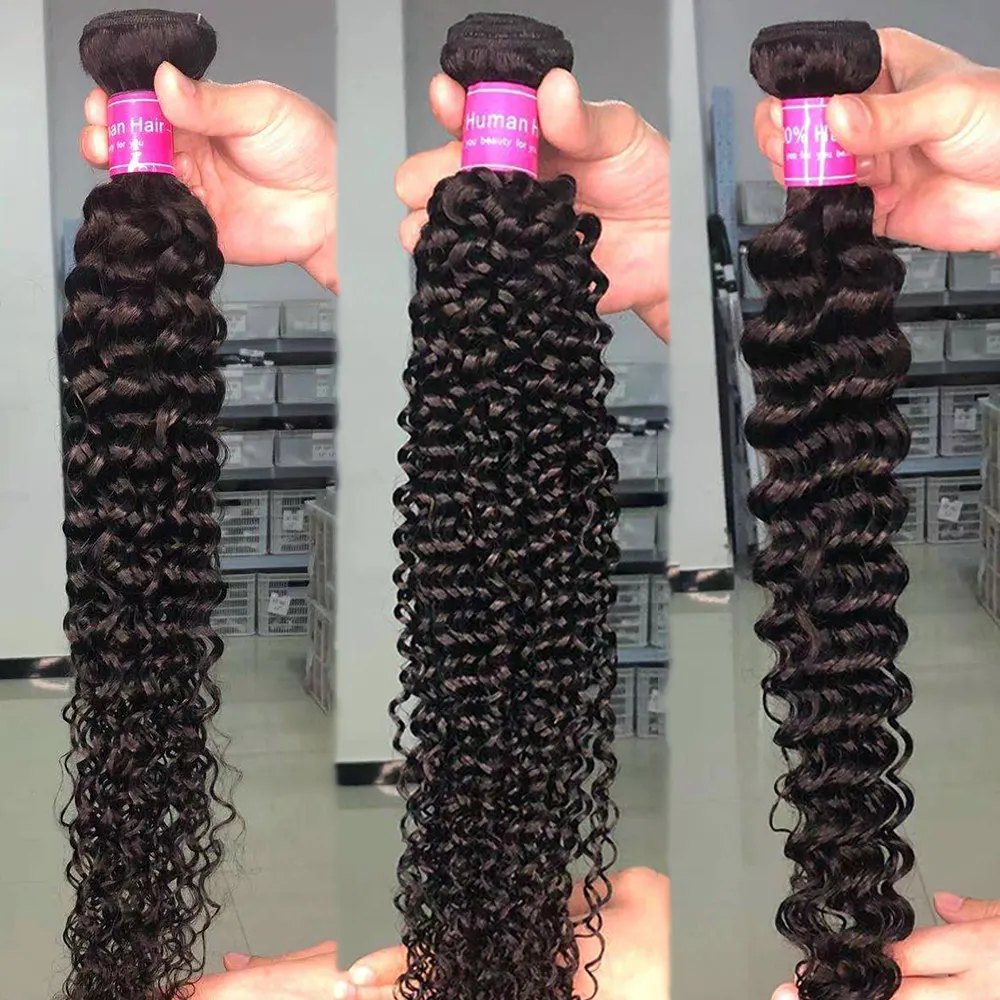 30 Inch 10A Raw Brazilian Deep Wave Virgin Human Hair Bundles Cheap Cuticle Aligned Natural Human Hair Weave Bundles Extensions