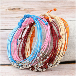 Bracelets en cordon <span class=keywords><strong>ciré</strong></span> tressé à la main, multi-couches, ajustables, imperméables, multicolores, style bohème, perles faites à la main, bijoux pour femmes, <span class=keywords><strong>pas</strong></span> chers - Product Image 6