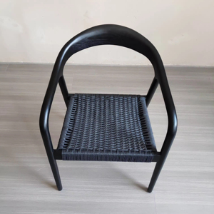 <span class=keywords><strong>Silla</strong></span> de comedor de ratán negro moderno nórdico, muebles de comedor de alta calidad, sillas de madera maciza tejidas con brazos - Product Image 6