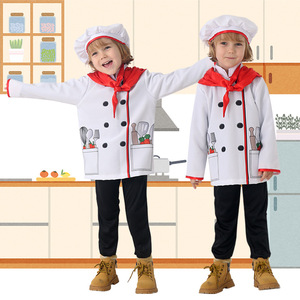 Conjunto de Disfraz de Chef para Niños, Estilo Pañoleta Roja, Unisex, 5-7 Años, Ropa de Juego para Cocina, Traje de Actuación - Product Image 2
