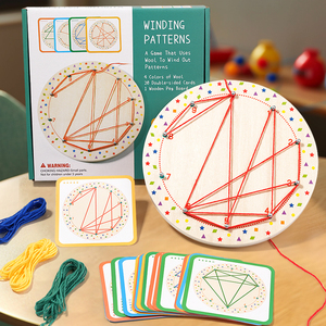Géoplanche en bois - <span class=keywords><strong>Jeu</strong></span> de corde Montessori pour enfants et tout-petits, création de formes éducatives, casse-tête, jouet STEM, géoplanche - Product Image 3
