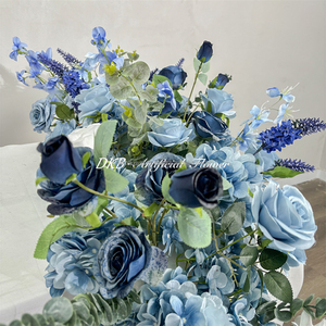 DKB Wholesale - Chemin de table bleu artificiel pour décoration de mariage et de fête, avec fleurs pour allées de mariage - Product Image 4
