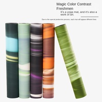 Tapis de yoga de luxe écologique en PU mat color-block avec base en caoutchouc naturel 5 mm, antidérapant, résistant à la transpiration, pour la maison, vente en gros personnalisée