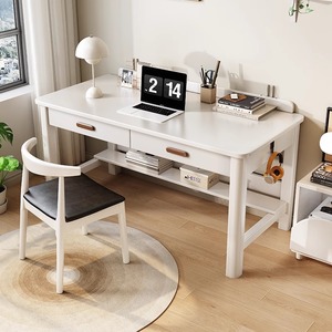 Nordic Solid Wood <b>Desk</b> Walnut Color With Drawer Bedroom Study <b>Desk</b> Home Office <b>Computer</b> <b>Desk</b> - Product Image 3