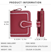 Dompet wanita Baellerry, kapasitas besar ritsleting, kasual modis PU dengan jahitan samping dan slot multi-kartu dompet pendek