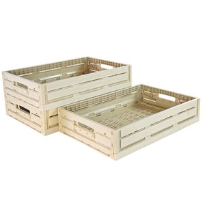 Wood Design Beige Decor Box Nesting Crates Collapsible Plastic Storage Container