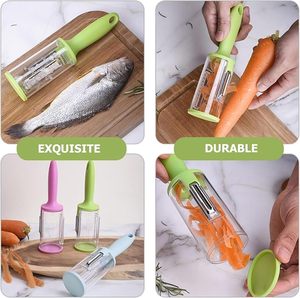 Éplucheur multifonction en plastique pour légumes et fruits, éplucheur à pommes de terre, couteau à éplucher avec récipient - Product Image 4