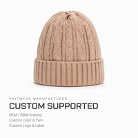 Bonnet tricoté personnalisé beige à revers en maille torsadée pour l'hiver – Fabrication OEM/ODM