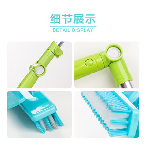 Brosse de sol télescopique rotative double face à poils en nylon pour le nettoyage des joints de carrelage avec rotation multi-points fixe - Product Image 5