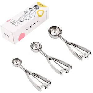 Wholesale Stainless Steel Handle, 2.5cm Cookie Scoop Set Dig Ball Fruit Spoon Ice Cream Scoop Spoon Set Of 3/