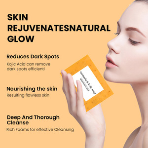 Jabón Facial Iluminador de Cúrcuma y Ácido Kójico de Marca Privada, Jabón Limpiador Facial OEM ODM al por Mayor, Barra de Jabón para el Cuidado de la Piel con Ácido Hialurónico - Product Image 3