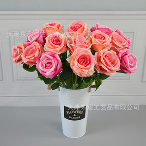 Rose artificielle en velours Dongchen Crafts, tige unique, décoration de mariage et de maison, bouquet rose - Product Image 3