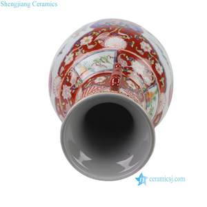 RZFA55-A periodo Kangxi Famille Rose dipinte a mano <span class=keywords><strong>in</strong></span> porcellana <span class=keywords><strong>rossa</strong></span> motivi a forma di fondo a doppio <span class=keywords><strong>vaso</strong></span> orecchie per collezioni Villa - Product Image 5