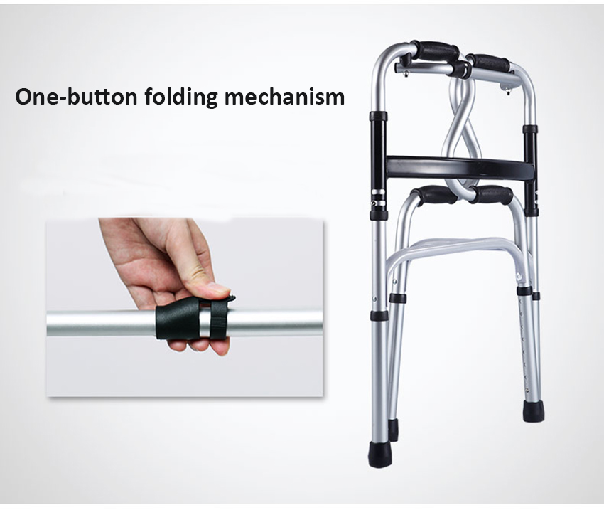 Aluminum Adjustable Folding Wheel Walker with Stand Aid Handle