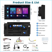 Autoradio Android Podofo 2 Din 2+64 Go 7 pouces avec Carplay et Android Auto sans fil, GPS, WIFI, BT, FM, RDS, Hifi, prise en charge de la caméra AHD