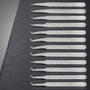 Ensemble de pinces à cils en acier inoxydable de précision, pointes dentelées, manche diamanté, prise en main parfaite pour la technique d'isolation - Product Image 2