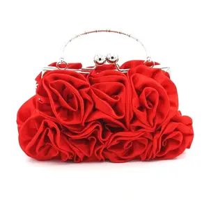 2023 Luxury Rose Flower Purse Clutch Bag Valentine's Day Wedding Shoulder Bag Crossbody Handbag Women Evening Bags