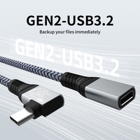 Nylon tressé 20Gpbs 4K60 vidéo et Audio 90 degrés Angle droit Type c Audio Pc Usb 3.1 câble d'extension