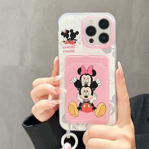 Étuis de téléphone pour <span class=keywords><strong>iPhone</strong></span> 11 <span class=keywords><strong>12</strong></span> 13 14 15 16 <span class=keywords><strong>Pro</strong></span> <span class=keywords><strong>Max</strong></span> Dessins animés mignons <span class=keywords><strong>Mickey</strong></span> Minnie Housses de téléphone avec porte-cartes Lanière Vente en gros - Product Image 5