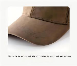 High Quality 6 Panel Suede <b>Baseball</b> <b>Caps</b> Custom Logo Embroidery Logo Dad Hats Solid Faux Leather <b>Cap</b> - Product Image 3