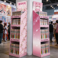 Étagère de présentation au sol en carton à 4 niveaux pour livres d'images et livres d'histoires pour enfants, idéale pour les librairies éphémères