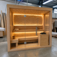 Sauna intelligent d'intérieur pour 3-4 personnes, en bois de pruche, avec poêle finlandaise traditionnelle, chauffage à la pierre, cabine à vapeur sèche, système de relaxation et de thérapie