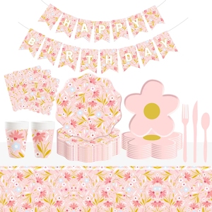 DAMAI - Juego de Platos de Papel Florales Vintage con Borde Dorado, Platos Desechables Florales para Decoraciones de Baby Shower - Product Image 5