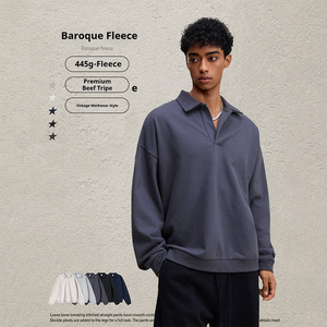 <span class=keywords><strong>Polo</strong></span> da uomo in pile di cotone 100% tinta unita stile americano a maniche lunghe ampia <span class=keywords><strong>Polo</strong></span> da uomo traspirante Casual - Product Image 1