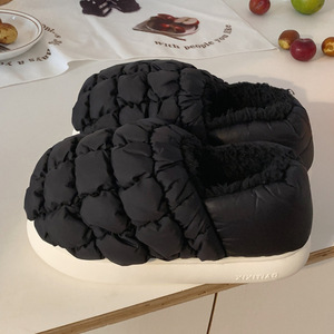 XIXITIAO-Chaussons d'Intérieur à <span class=keywords><strong>Talon</strong></span> Couvert pour <span class=keywords><strong>Femme</strong></span>, Chaussette Douillette Douillette avec Semelle Compensée, Noir, Blanc - Product Image 5