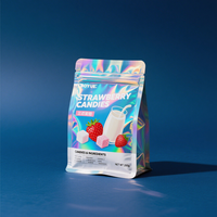 Sachet plat personnalisé OEM en aluminium holographique avec fond plat, résistant à l'humidité, thermoscellable, pour thé, café, cadeaux