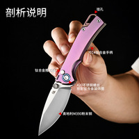 Couteau de poche portable BST-TI avec manche en alliage de titane, lames M390, pendentif porte-clés, garantie 5 ans, léger et compact