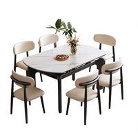 Table à manger extensible en ardoise noire avec cadre carré en bois massif YIHANG, idéale pour les petits espaces domestiques – Approvisionnement direct usine