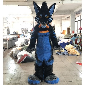 Funtoys CE Fursuit personalizado negro piel larga Sly Lobo traje Husky perro para adulto mascota disfraz Cosplay fiesta juego vestido <span class=keywords><strong>de</strong></span> lujo - Product Image 2