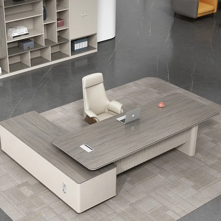 Resina de mármore clássica madeira branca ou cinza com armários mesa de escritório